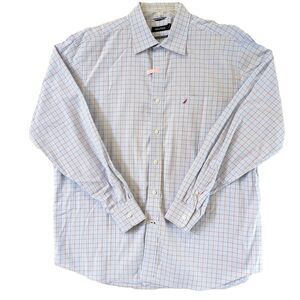 Mens Nautica Wrinkle -Resistant Checked Long Sleeve Button-Down Shirt XL